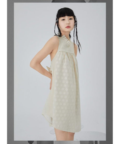 Dot Jacquard Asymmetric Dress